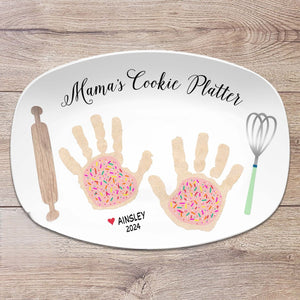 Handprint Cookie Custom Personalized Platter, Gift from Kids, Handprint Plate, Christmas, Mother's Day, Gift for Her, Gift for Mom