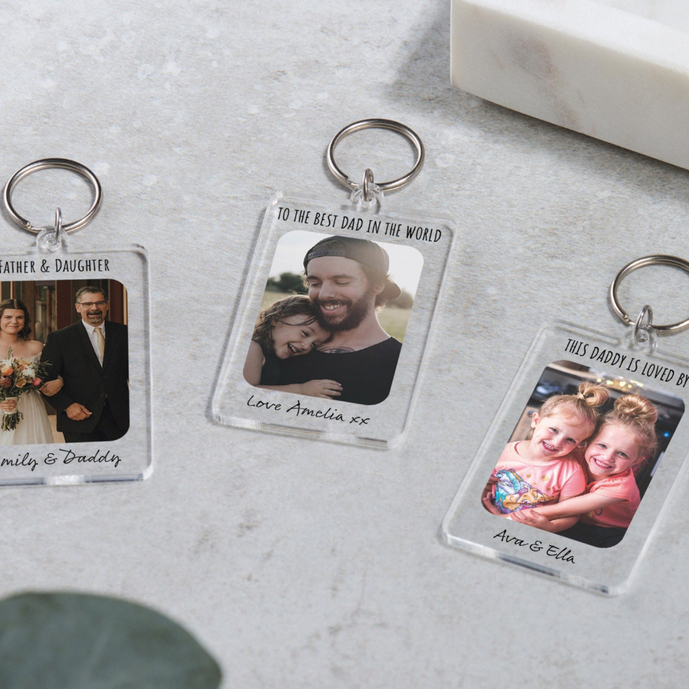Father's Day Custom Photo - Personalized Acrylic Keychain - Gift For Father, Father's Day