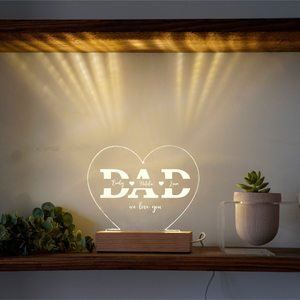 Dad We Love You - Personalized 3D LED Light Wooden Base - Gift For Father