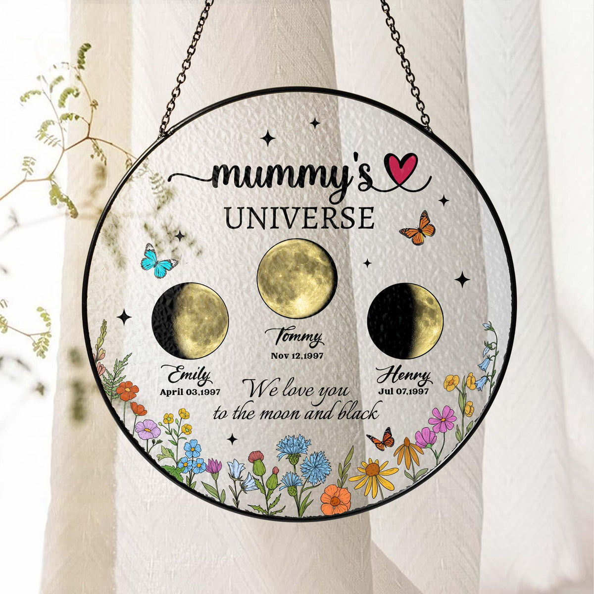 Mommy's Universe - Personalized Stained Glass Suncatcher - Gift For Mom, Mother's Day, Birthday Gift