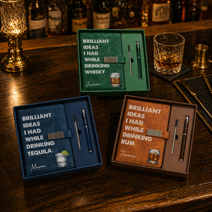 Brilliant Ideas I Had While Drinking - Personalized Notebook Pen Set - Gift For Writer, Office Gift, Gift For Friends
