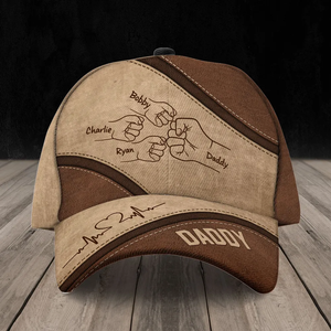 Fist Bump Daddy And Kids - Personalized Classic Cap - Gift For Father, Father's Day
