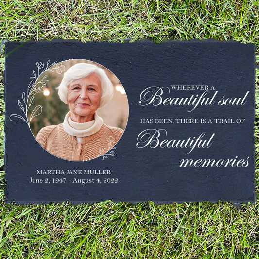 Wherever A Beautiful Souls Has Been, Sympathy Gift, Slate Grave Marker, Keepsake, Remembrance, Bereavement Gift, Loss of a Loved One