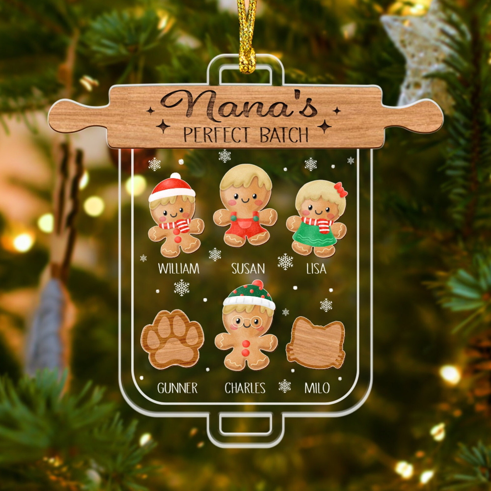 Nana's Perfect Batch - Personalized Wood & Acrylic Ornament - Christmas Gift For Grandma