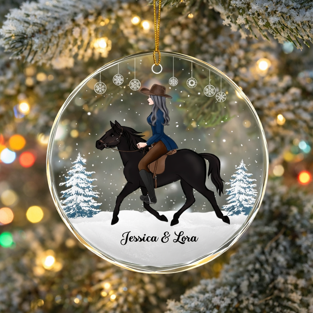Girl Riding Horse - Personalized Crystal Ornament - Christmas Gift For Horse Rider, Horse Lovers