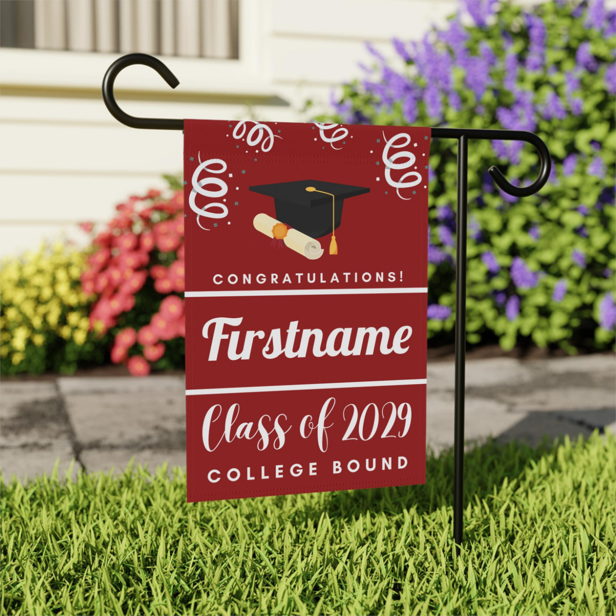 Custom College Bound Yard Flag, Custom College Sign, College Garden Flag, College Bound Flag, Personalized College Yard Flag, Class of 2029