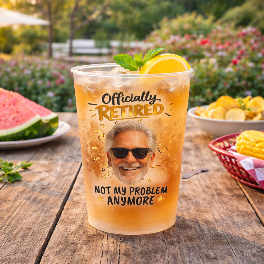 Goodbye Tension Hello Pension Plastic Frosted Cup, Custom Retirement Photo, Funny Retirement Gift