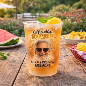 Goodbye Tension Hello Pension Plastic Frosted Cup, Custom Retirement Photo, Funny Retirement Gift