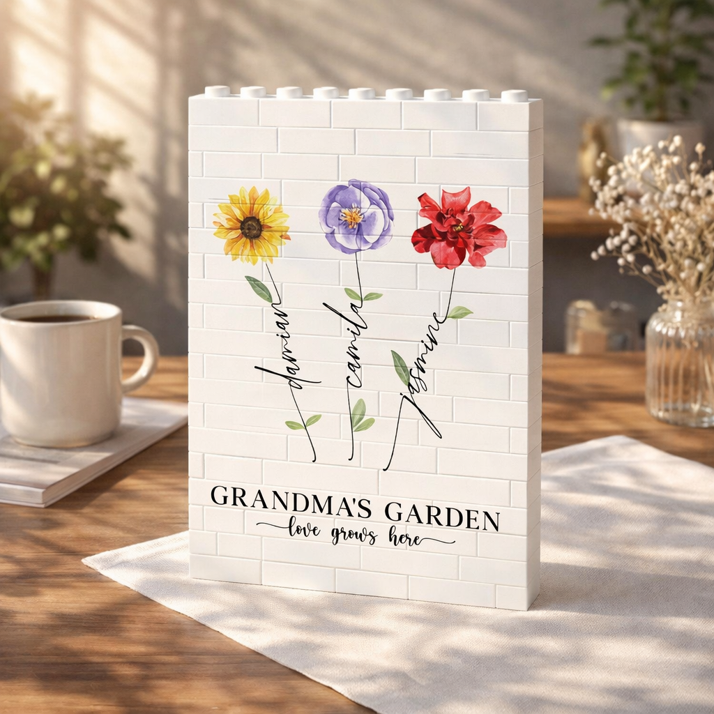 Custom Birth Month Flower Building Block, Personalized Grandma's Garden Building Block, Mother's Day Gifts, Mom Birthday Gift, Mom Keepsake