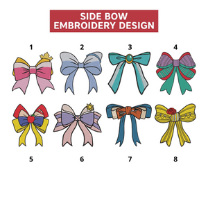 Princess Side Bow Sweatshirt Embroidery Design, Glitter Bow Christmas Embroidery, Holiday Bow Embroider