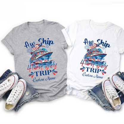 Personalized 4th of July Cruise Trip Shirt, Custom Name Shirt, Cruise Lover Gift, 4th of July Cruise Matching Cruise Fourth of July Matching