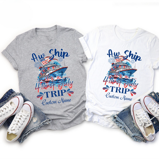 Personalized 4th of July Cruise Trip Shirt, Custom Name Shirt, Cruise Lover Gift, 4th of July Cruise Matching Cruise Fourth of July Matching