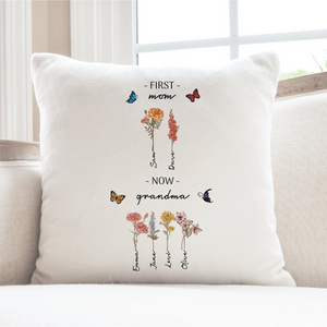 First Mom Now Grandma - Personalized Pillow - Gift For Grandma