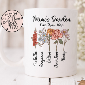 Grandma's Garden Love Grows Here - Personalized Mug - Gift For Grandma
