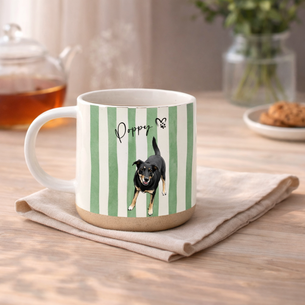 Custom Watercolor Pet Portrait Poettery Mug, Personalized Dog or Cat Photo Ceramic Cup, Unique Gift for Pet Lovers & Dog/Cat Moms
