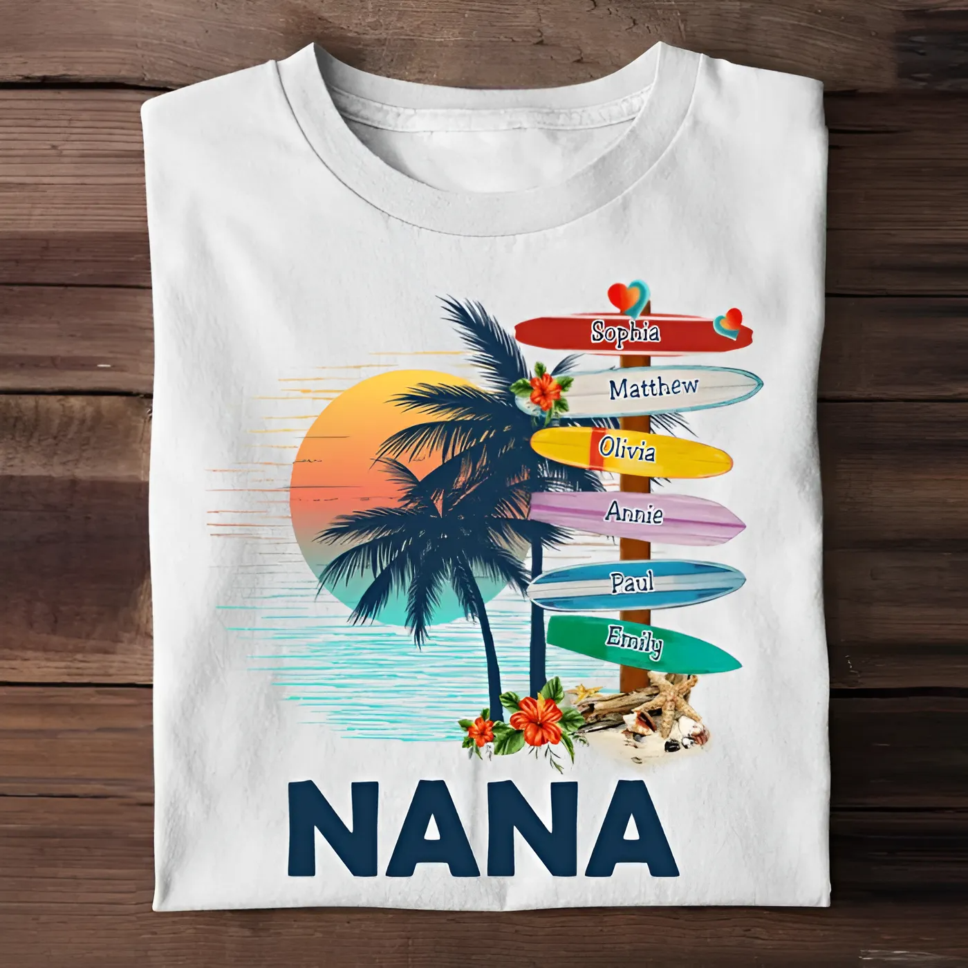 Grandma Surfboards Summer Vacation With Names Personalized Shirt, Gift For Grandma