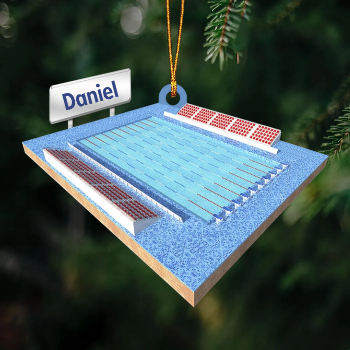 Personalized Swimming Pool Ornament, Christmas Swimmer Ornament