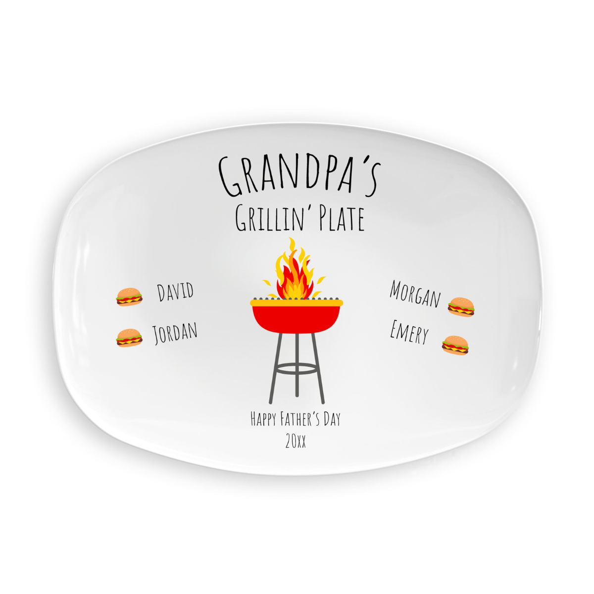 Daddy's Grilling Plate Happy Father's Day - Personalized Platter - Gift For Dad, Grandpa, Father's Day