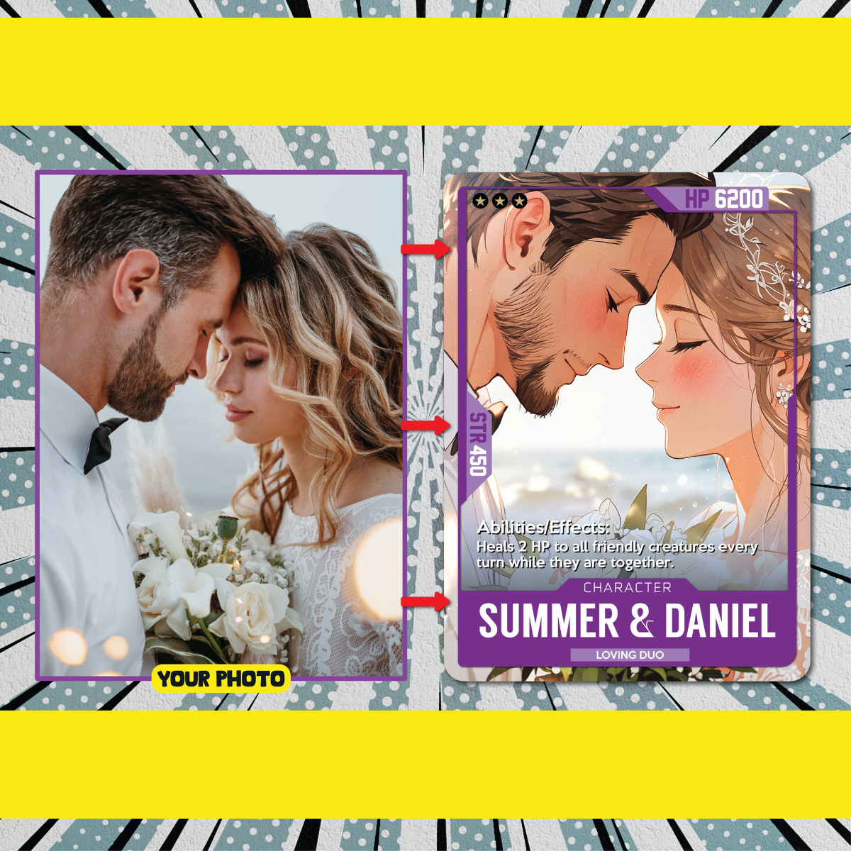 Personalised Character Trading Card, Custom Design with Photo, Holographic Cards, Father's Day, Birthday, Anniversary Gift