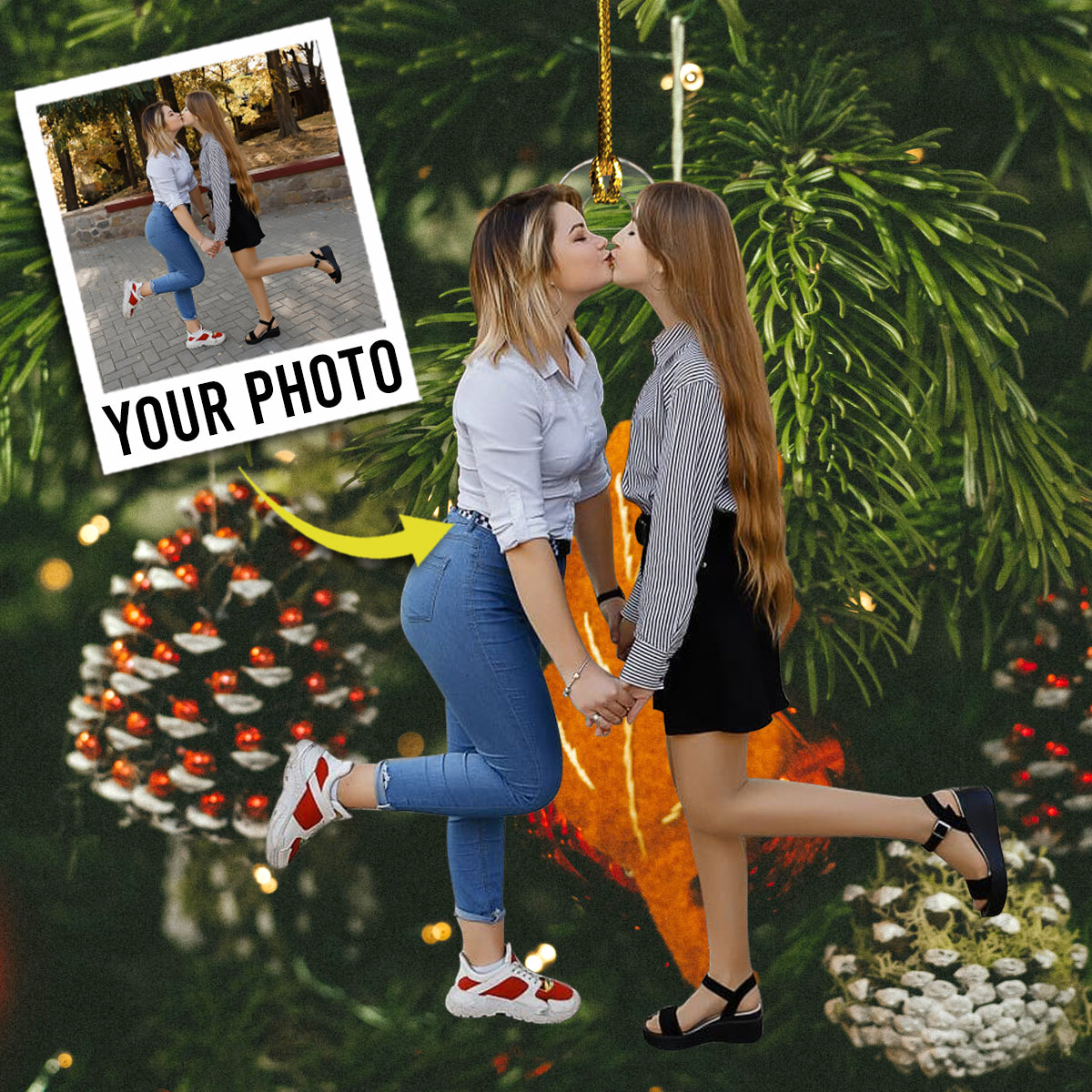 Bestie Custom Upload Photo - Personalized Shape Ornament - Christmas Gift For Friends