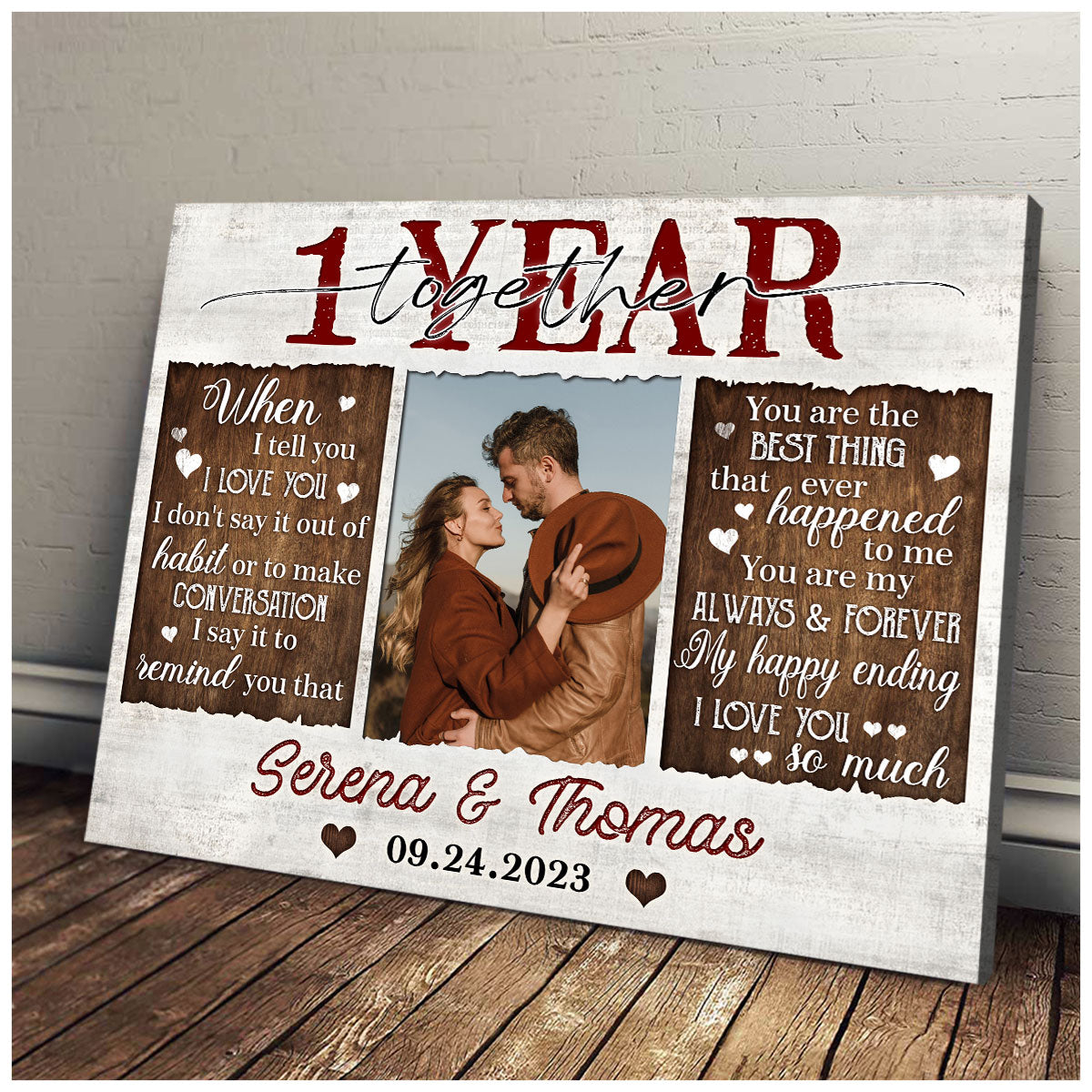 Unique 1 Year Anniversary Gift Custom Canvas Print, Gift For Couple, Anniversary Gifts, Valentine's Day Gift