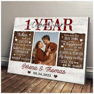 Unique 1 Year Anniversary Gift Custom Canvas Print, Gift For Couple, Anniversary Gifts, Valentine's Day Gift