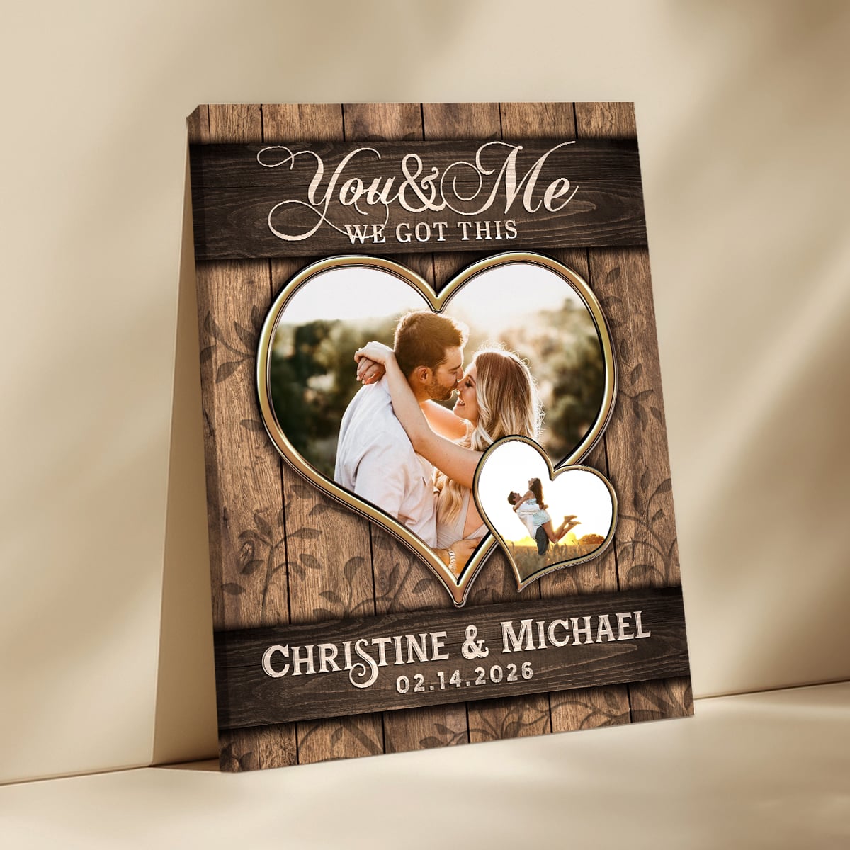 You And Me We Got This Personalized Heart Photo Couple Canvas