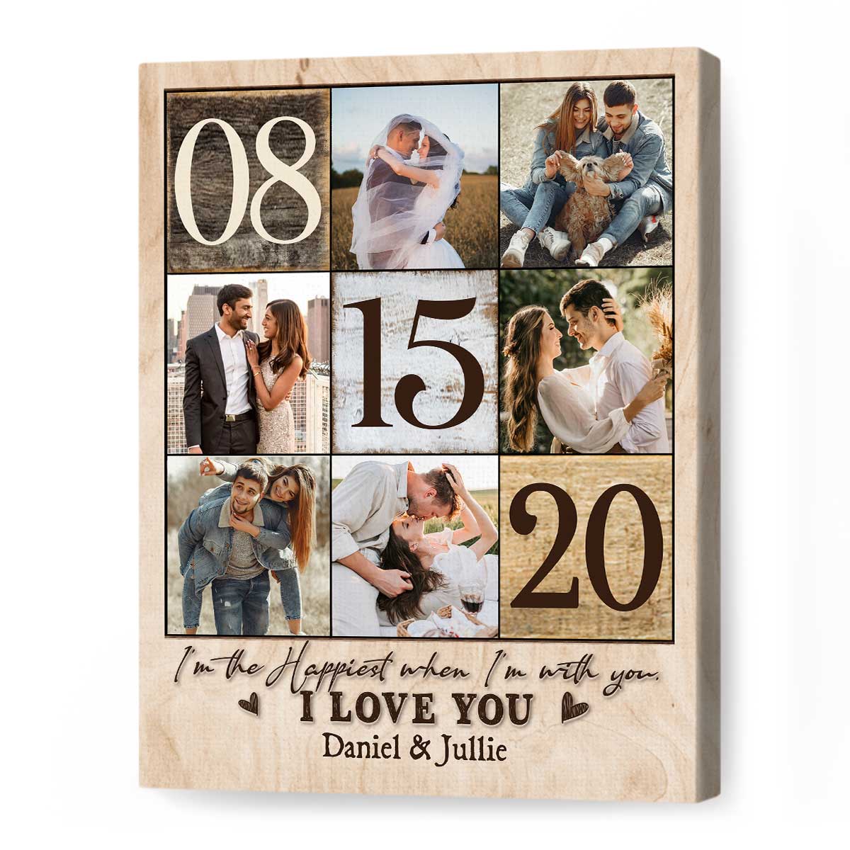 1 Year Anniversary Gift, Personalized 1st Anniversary Photo Collage Canvas, One Year Anniversary Gifts for Him