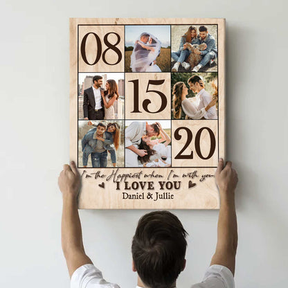 1 Year Anniversary Gift, Personalized 1st Anniversary Photo Collage Canvas, One Year Anniversary Gifts for Him