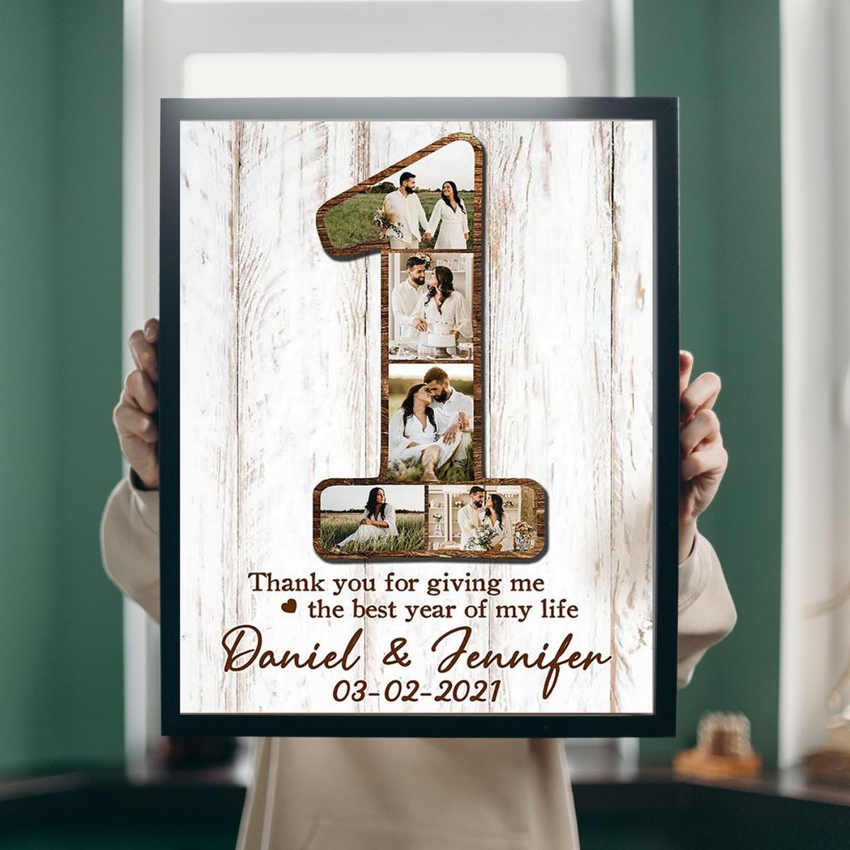 1 Year Anniversary Photo Collage Canvas, 1st Anniversary Gifts, First Wedding Anniversary Gift for Him