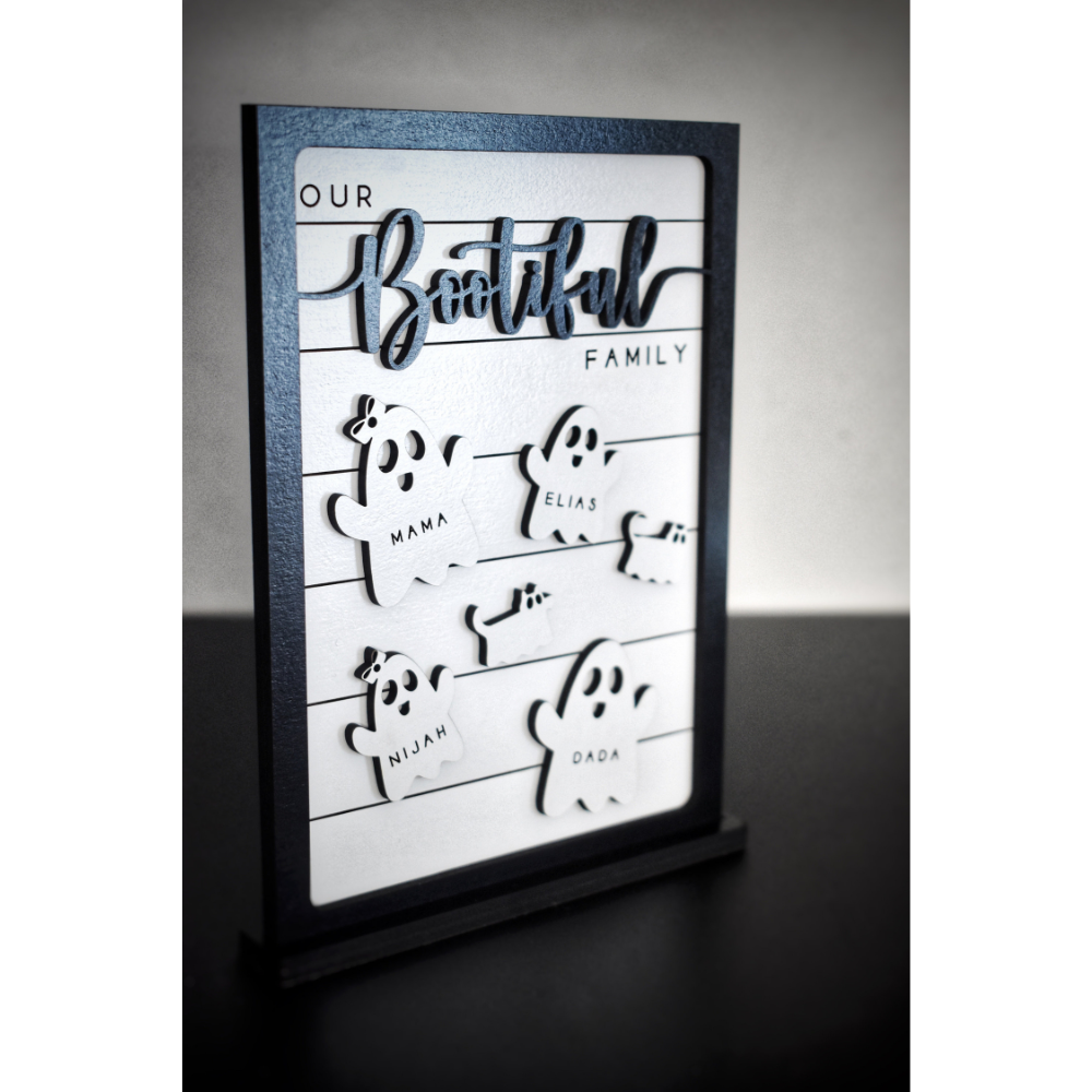 Our Bootiful Family Halloween Ghost Family - Personalized Wood Sign - Halloween Gift For Family