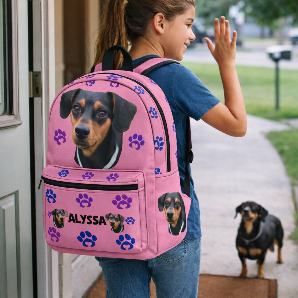 Custom Dog Photo Backpack for Dog Lover Knapsack for Student Bag for Pup Owner Dog-Themed School Bookbag with Personalized Dog Photo Bag