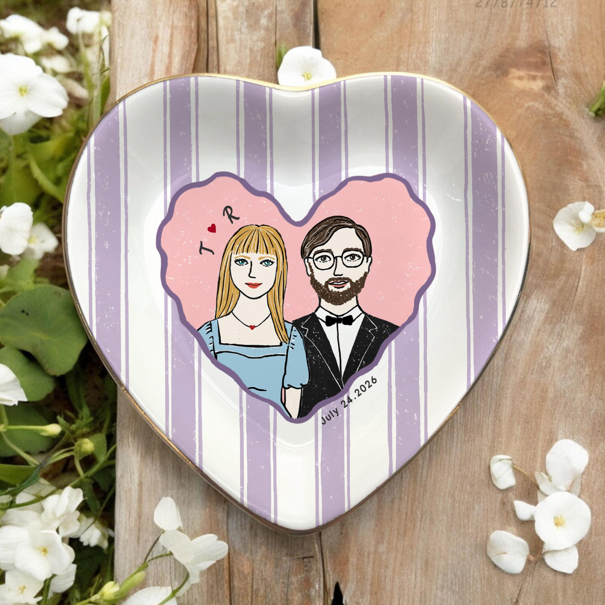 Custom Engagement Ring Dish, Personalized Proposal Portrait Ring Dish, Engaged Jewelry Tray, Trinket Tray for Couples, Engagement Gift