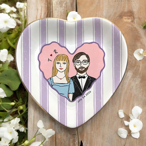 Custom Engagement Ring Dish, Personalized Proposal Portrait Ring Dish, Engaged Jewelry Tray, Trinket Tray for Couples, Engagement Gift