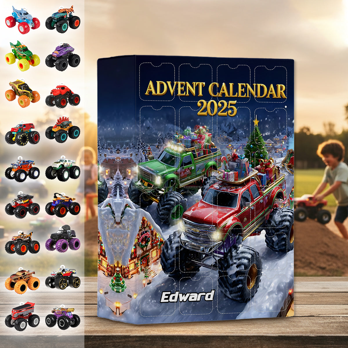 Monster Crusher - Personalized Kid Advent Calendar With Ornaments 24 Days Christmas Blind Box For Kids