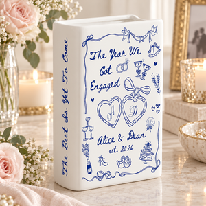 Personalized Engagement Gifts, The Year We Got Engaged Ceramic Book Vase, Custom Couple Name Wedding Gifts, Bride to Be Gift, Newlyweds Gift 10165178-f57a-4b26-b0e9-90fde12937fb-37c50027-10c4-47f5-8bc4-ed1115ce9cd1.png