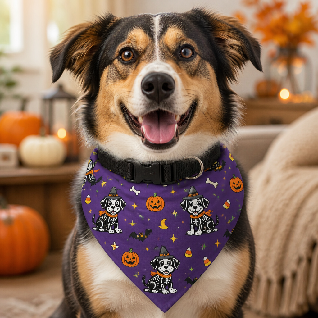 Spooky Skeleton Pup Halloween Pet Bandana - Pet Bandana Collar With Adjustable Buckle 1019c510-8746-4554-9f53-103811b889ca.png