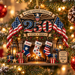 Personalized America 250th Anniversary Christmas Ornament – Custom Family Names 1776–2026 Patriotic Keepsake 101b5921-bd57-47a2-bcde-723f80530c5f-Patriotic-Fireplace-Christmas-Ornament-Image-Sep-25-2026-02_24_02-PM.png
