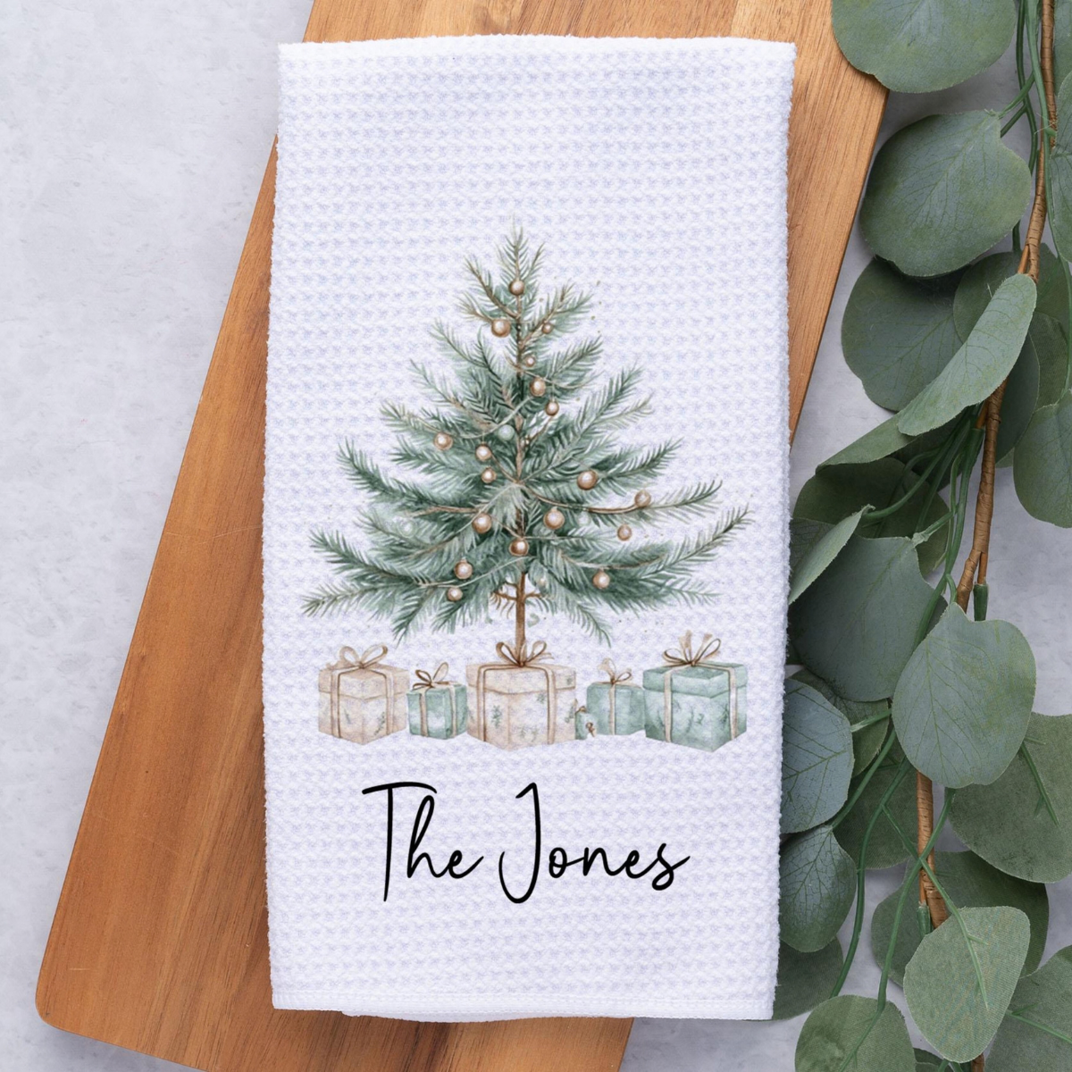 Personalized Christmas Tree Towel, Merry Christmas Waffle Weave Dish Towel, Holiday Tea Towel Kitchen Decoration, Gift for Newlyweds 102e2e2d-b28b-41fa-b4b8-666efac3bb7a-1.png