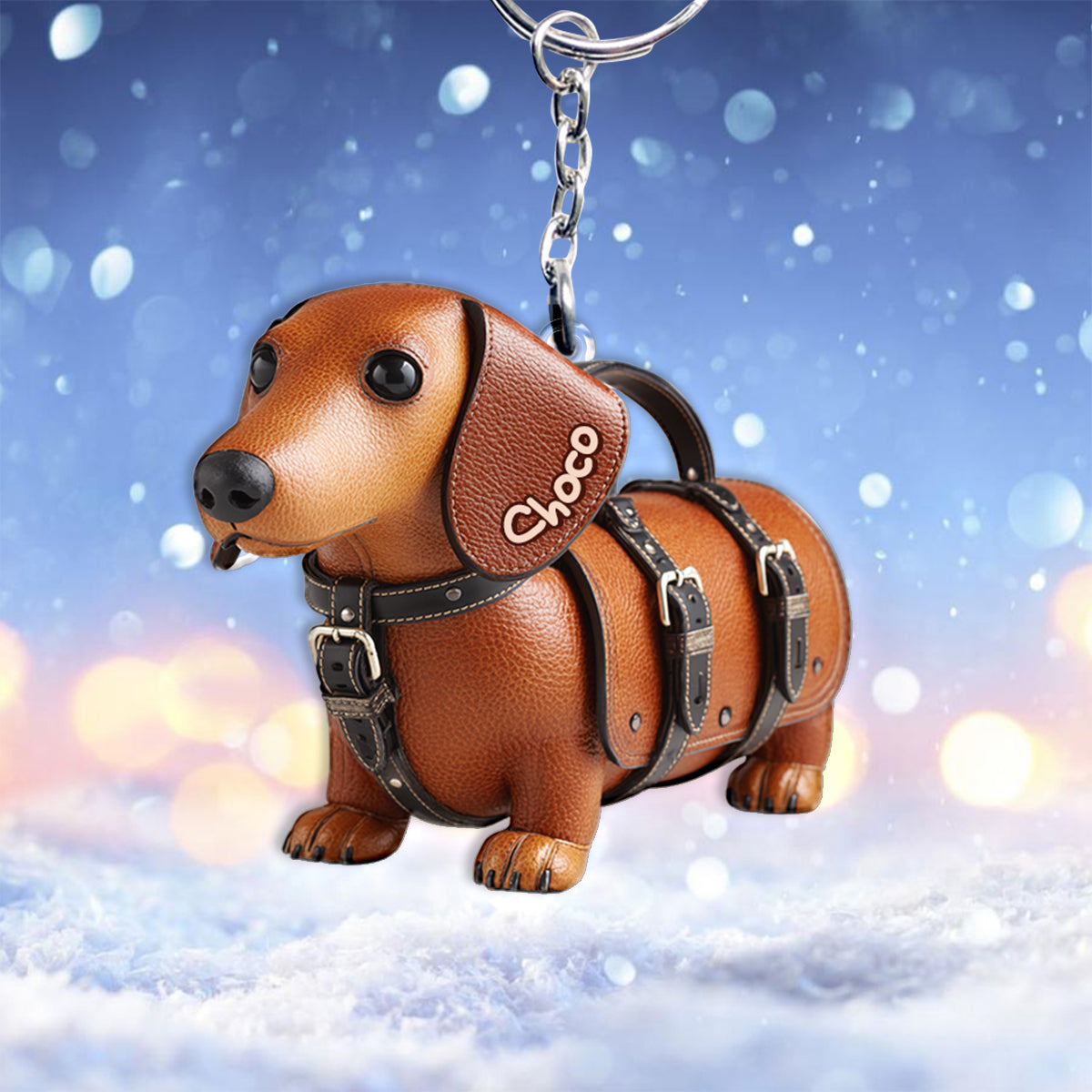 Cute Dachshund - Personalized Dog Keychain