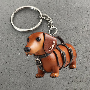 Cute Dachshund - Personalized Dog Keychain