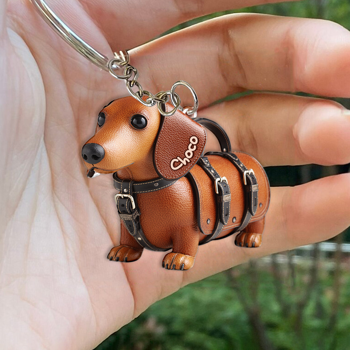 Cute Dachshund - Personalized Dog Keychain