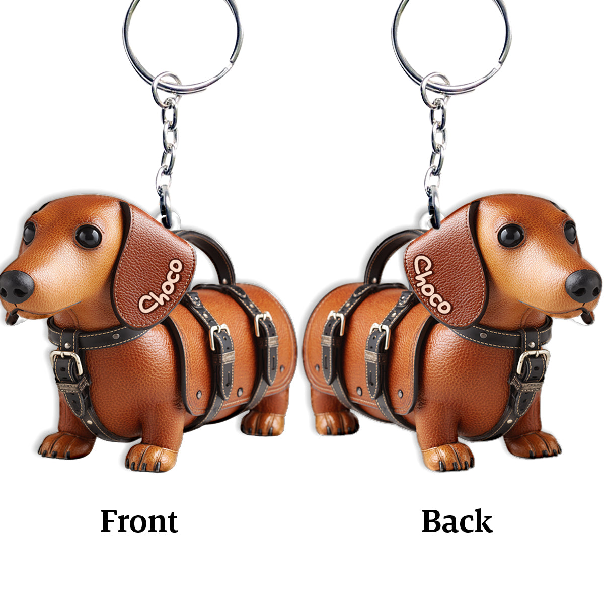 Cute Dachshund - Personalized Dog Keychain