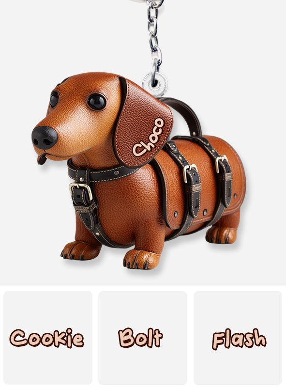 Cute Dachshund - Personalized Dog Keychain