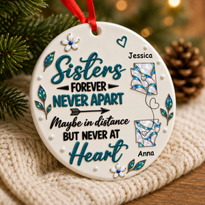 Side By Side Or Miles Apart Sisters Journey - Personalized Real 3D Raised Ornament 1032f709-316c-48ac-a43c-ad3cf9860c63-2-3-.png