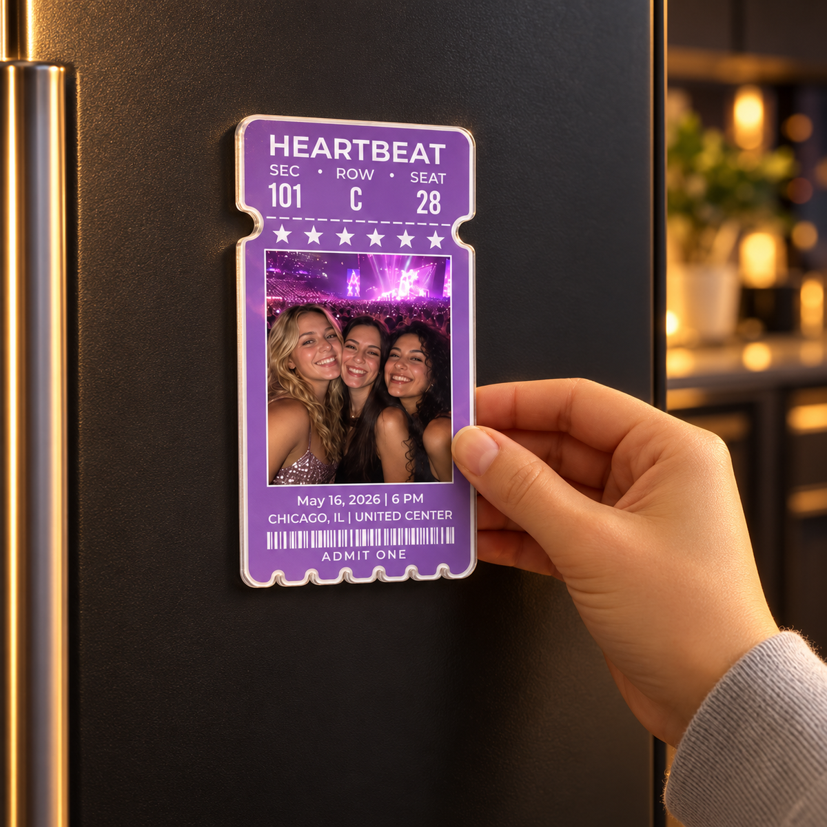 Personalized Concert Ticket Photo Magnet, Custom Music and Travel Keepsake, Unique Gift for Concert Lovers 104e528b-99d6-455c-a6e8-0c4dec65f70d-Nam-ch-m-HEARTBEAT-tr-n-t-l-nh-en-4.png