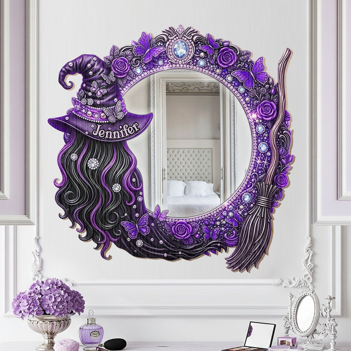 Beautiful Witch - Personalized Witch Wall Hanging Mirror Halloween Gift Housewarming Gift