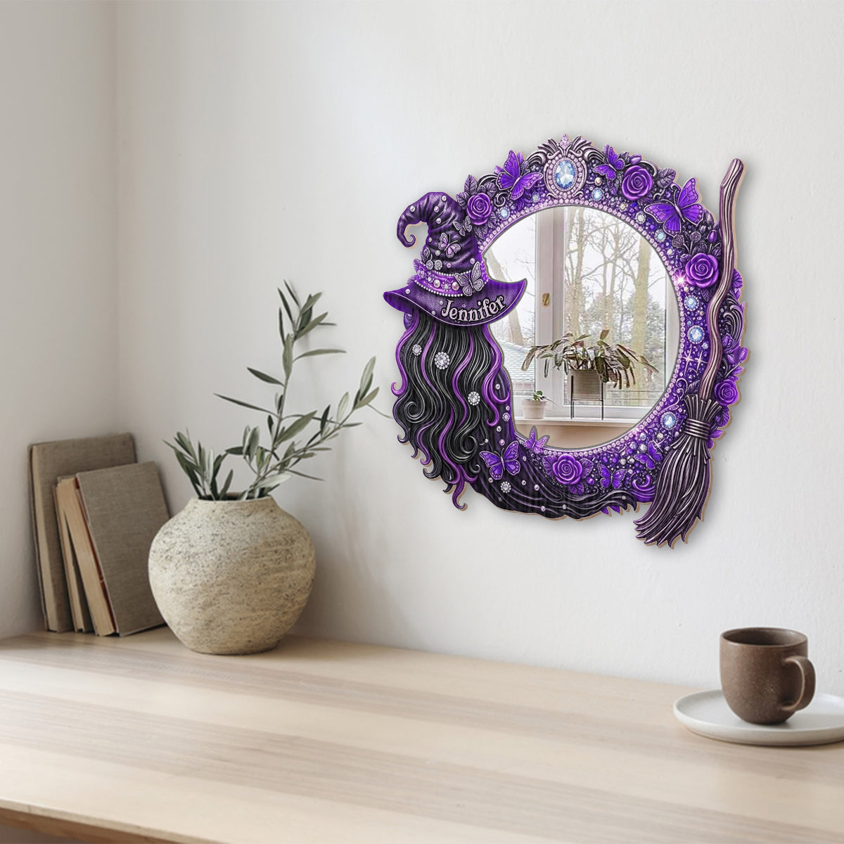 Beautiful Witch - Personalized Witch Wall Hanging Mirror Halloween Gift Housewarming Gift