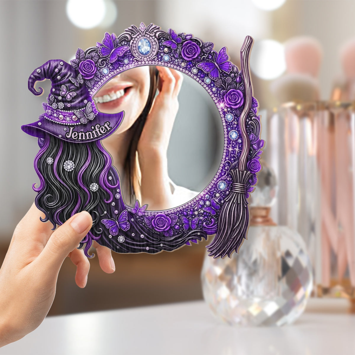 Beautiful Witch - Personalized Witch Wall Hanging Mirror Halloween Gift Housewarming Gift