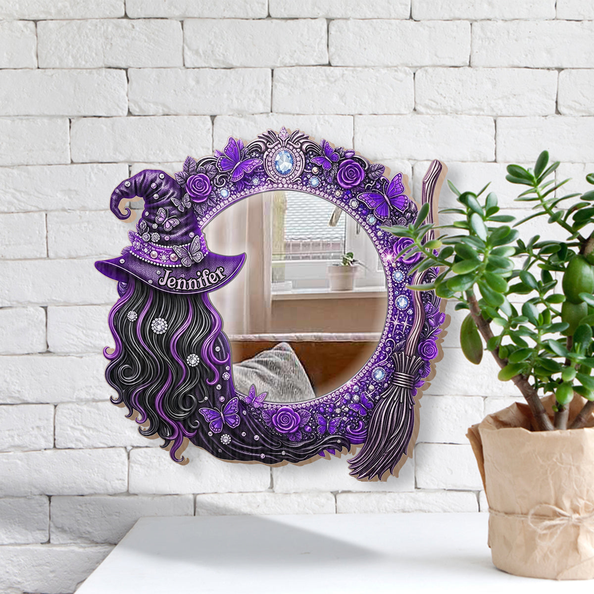 Beautiful Witch - Personalized Witch Wall Hanging Mirror Halloween Gift Housewarming Gift